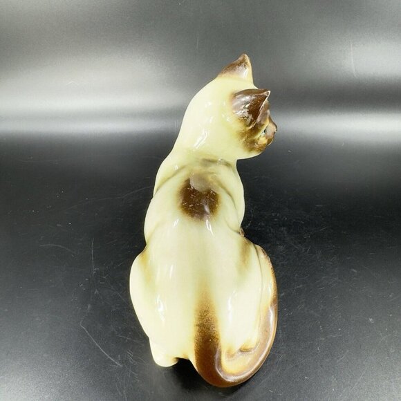 Vintage 1980s Porcelain Siamese Cat Figurine Hand Painted Japan Ceramic Figure - Picture 11 of 16